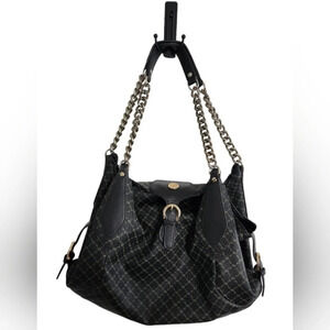 Rioni Lg Leather signature buckle carrier handbag Navy And gold 16"Lx10"deep